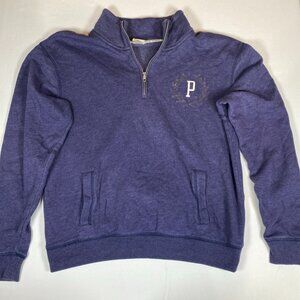 Victoria's Secret PINK 1/4 Zip Long Sleeve Pullover S Cotton Blend Blue